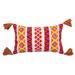 Entryways Embroidered Louise Outdoor Pillow, Pink/Orange, 12" x 20" with tassels - 12 x 20