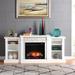 SEI Furniture Remote Controlled LED Electric Fireplace with Mantel in White Stone and Storage