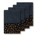 Authentic Hotel and Spa Turkish Cotton Cheetah Jacquard Trim Midnight Blue 4-piece Washcloth Set