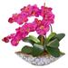 Nearly Natural Phalaenopsis Orchid Pink/Green Ceramic Bowl Artificial Arrangement