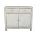 Artissance Pine Wood 2 Drawers Amalfi Side Table, 35 Inch Tall, Off White