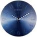 Unek Goods NeXtime Elegant Dome Wall Clock, Round, Glass, Metal Dial, Blue Metallic, Battery Operated