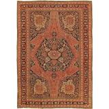 Antique Ferehan Rust/Navy Collection Hand-Knotted Wool Rug (8' 4" X 11'11") - 8' x 12'