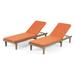 Nadine Outdoor Modern Cushioned Acacia Chaise Lounges (Set of 2) by Christopher Knight Home