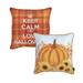 Decorative Fall Throw Pillow Cover Halloween Plaid & Pumpkin Set of 2