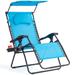 Folding Zero Gravity Lounge Chair Wide Recliner with Shade Canopy