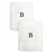 Sweet Kids 2-piece White Turkish Cotton Hand Towels with Royal Blue Monogrammed Initial