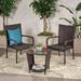 Sarah Outdoor 3-piece Square Wicker Bistro Chat Set by Christopher Knight Home