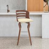 Verne 30" Swivel Faux Leather and Wood Bar Stool - Bar Height - 29-32 in.