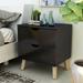 DH BASIC Mid-Century Modern Cappuccino 2-Drawer Nightstand by Denhour