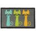 RugSmith Gray Machine Tufted Three Cats Coir Doormat, 18" x 30" - 18" x 30"