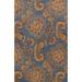 Floral Paisley Transitional Oriental Blue Wool Area Rug Hand-tufted - 8'0" x 11'0"