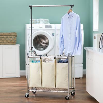 Household Essentials 3-Bag Laundry Sorter with Clothes Rack - 19.3"L x 33.1"W x 69.0"H