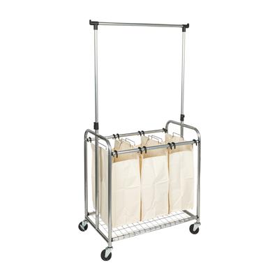 Household Essentials 3-Bag Laundry Sorter with Clothes Rack - 19.3"L x 33.1"W x 69.0"H