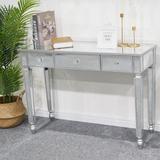 41.7" Zimtown Three Drawers Mirror Table Dressing Table Console Table