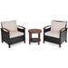 3PCS Patio Furniture Set Rattan Outdoor Sofa and Side Table