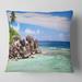 Designart 'Beautiful Seychelles Rocky Coast' Landscape Printed Throw Pillow