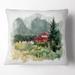 Designart 'Watercolor House Aad Mountains' Landscape Printed Throw Pillow