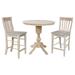 36" Round Extension Dining Table 34.9"H With 2 Cafe Counterheight Stools