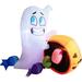 Joiedomi 5 ft. Tall White & Orange Vinyl Cute Ghost Lifting Pumpkin Candy Bag Inflatable - 6.29"W x 6.29"L x 60"H