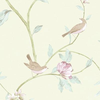 Floral Bird Sidewall Chattanooga 32.7 Ft. x 20.5 In. Vinyl Green Birds And Trees Wallpaper Covering