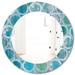 Designart 'Natural Blue Circle' Printed Modern WallMirror - Frameless Oval or Round Wall Mirror