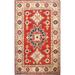 Geometric Traditional Kazak Oriental Area Rug Hand-knotted Wool Carpet - 2'9" x 4'1"