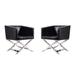 Manhattan Comfort Hollywood Chrome Faux Leather Lounge Accent Chair (Set of 2)