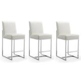 Manhattan Comfort Element 37.2 in. Chrome Stainless Steel Counter Height Bar Stool (Set of 3)