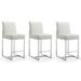 Manhattan Comfort Element 37.2 in. Chrome Stainless Steel Counter Height Bar Stool (Set of 3)