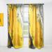 Designart 'Yellow , Black and Marbled Acrylic Painting' Modern Curtain Single Panel