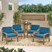 Grenada Outdoor Acacia Wood Club Chairs with Cushions (Set of 4) by Christopher Knight Home - 31.00" W x 29.00" D x 27.25" H