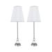 Aspen Creative 2 Pack Set - 30" High Metal & Crystal Table Lamp Pewter Finish and Hardback Empire Lamp Shade Off White 10" Wide