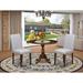 East West Furniture 3 Piece Dinette Set- a Round Dining Table and 2 Parson Dining Chairs, (Finish & Upholstered Options)