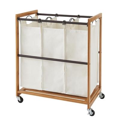 TRINITY Bamboo 3-Bag Laundry Cart, Bronze Poles