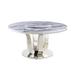 Best Quality Furniture Genuine White Marble Dining Table w/ Lazy Susan - Table + Lazy Susan