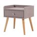 1 Drawer Wooden Nightstand with Raised Top, Gray and Brown