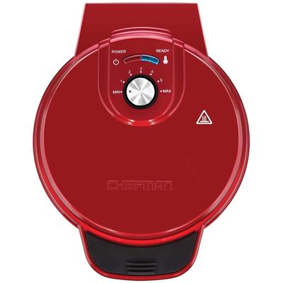 Chefman Anti-Overflow Belgian Waffle Maker, Red