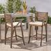 Hermosa Outdoor Acacia Wood Barstool with Cushion (Set of 2) by Christopher Knight Home