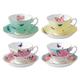 Royal Albert Miranda Kerr Mixed Patterns Teacup and Saucer, Set of 4