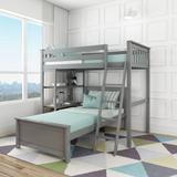 Max and Lily L Shaped Twin over Twin Bunk Bed with Bookcase