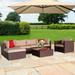 7 pcs Patio Outdoor Furniture Sets,All-Weather Rattan Sectional Sofa with Tea Table&Washable Couch Cushions