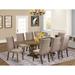 East West Furniture 9 Piece Dining Table Set- a Rectangle Dining Room Table and 8 Linen Fabric Chairs, (Finish Options)