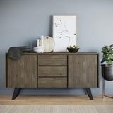 WYNDENHALL Mitchell Metal 60 inch Wide Rectangle Modern Industrial Sideboard Buffet in OAK WOOD - 60'' x 17'' x 30