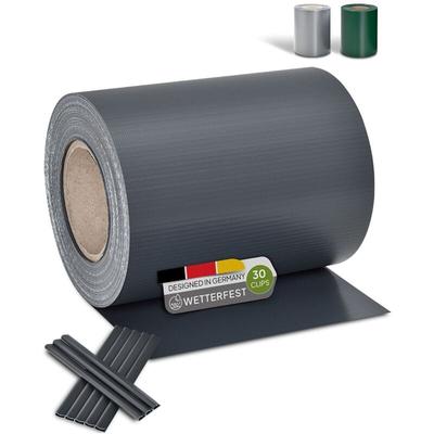 Juskys - pvc Sichtschutzstreifen Doppelstabmatten Zaun - 35m x 19 cm - 30 Befestigungsclips Image