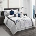 Lark Manor™ Alcimon 7 Piece Floral Comforter Set Polyester/Polyfill/Microfiber in Blue/Gray/Navy | King Comforter + 6 Additional Pieces | Wayfair