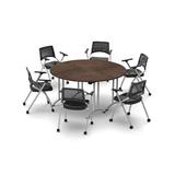 Inbox Zero Lancashire 6 Person Conference Meeting Tables w/ 6 Chairs Complete Set Wood/Metal in Brown | 30 H x 60 W x 60 D in | Wayfair