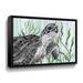 Bay Isle Home™ Gray Sea Turtle w/ Green Seaweed II by Irina Sztukowski - Painting Print on Canvas Metal in Gray/Green | 24 H x 32 W x 2 D in | Wayfair