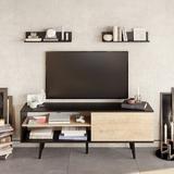 Wade Logan® Beaudreult 63" TV Stand for TVs up to 70" Wood in Black/Brown | 23 H in | Wayfair E656BFA428414BB59A001F5403C6354A