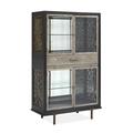Wade Logan® Bahily Lighted Display Cabinet Wood in Black/Brown/Gray | 69.38 H x 42 W x 18 D in | Wayfair 1B92FEE5B3754D1D8E98B8BFC5285695